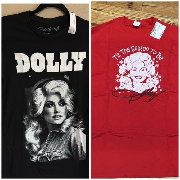 2 Dolly Parton Graphic Tees NWT Small - Picture 1 of 10